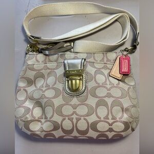 Coach signature khaki / beige canvas crossbody